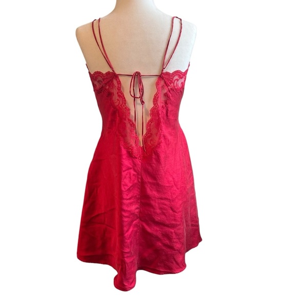 Vintage 90s Y2K Satin Nightgown Slip Dress Red Victoria’s Secret Lace Size large - Picture 2 of 7